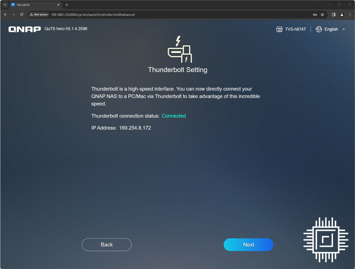 QNAP TVS-h874T - QuTS Thunderbolt setting