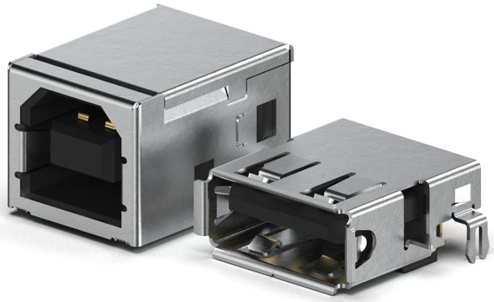 USB 1.0 Type A and Type B connectors via GCT.