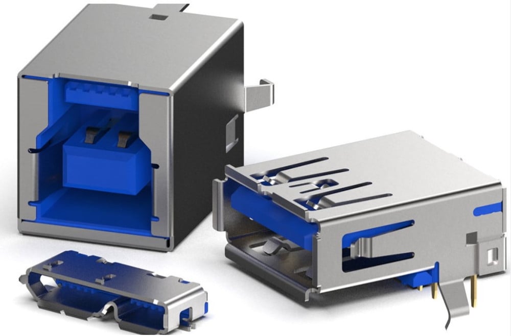 USB 3.0 Type A B and AB connectors.
