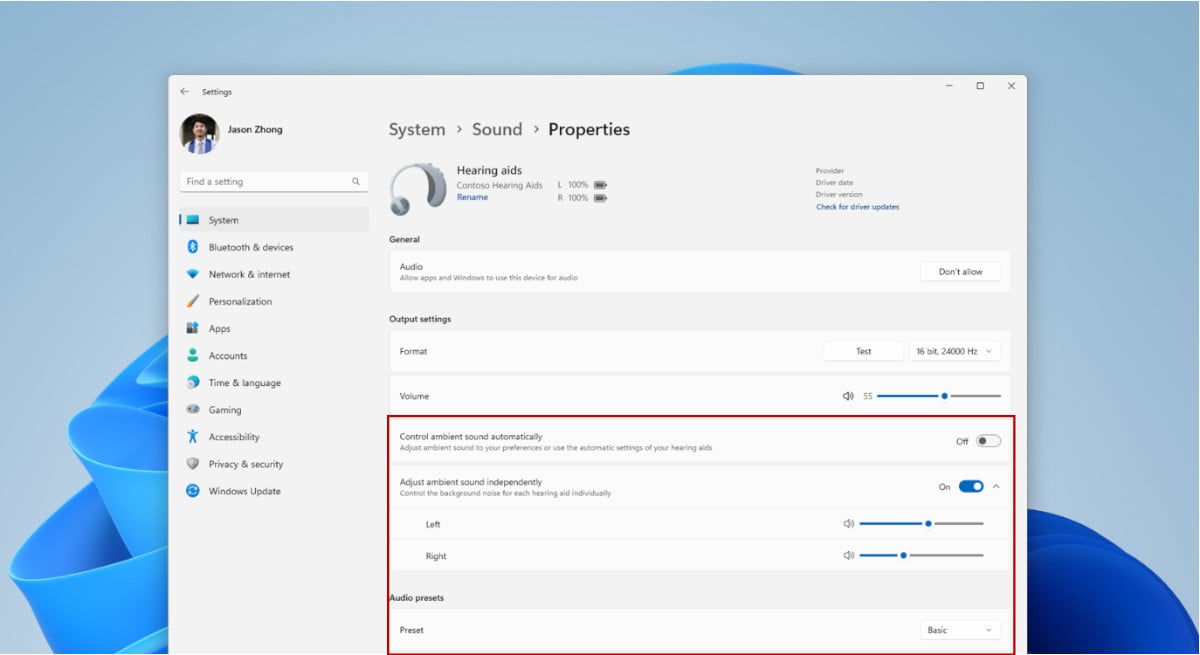 Windows 11 Hearing Aid Accessibility improvements.