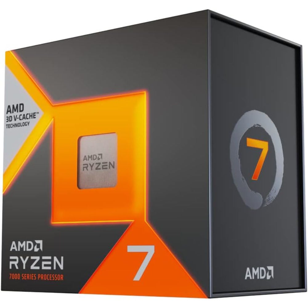 AMD Ryzen 7 7800X3D CPU product image against a white background.