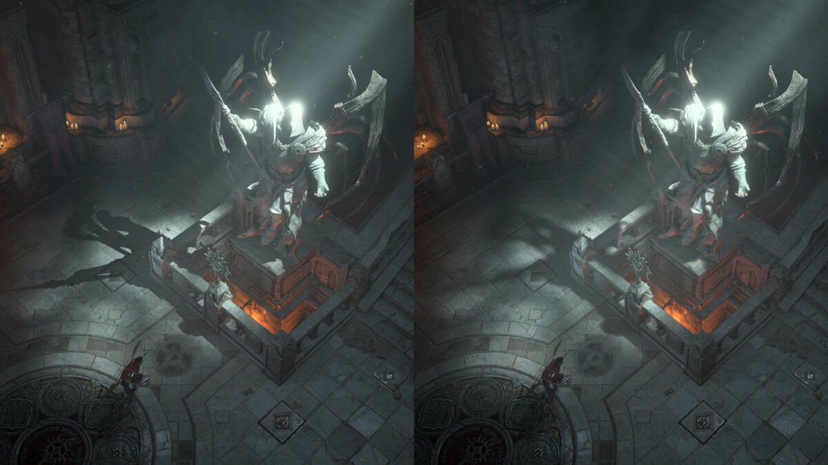 Diablo IV Ray Tracing Shadow from statue.