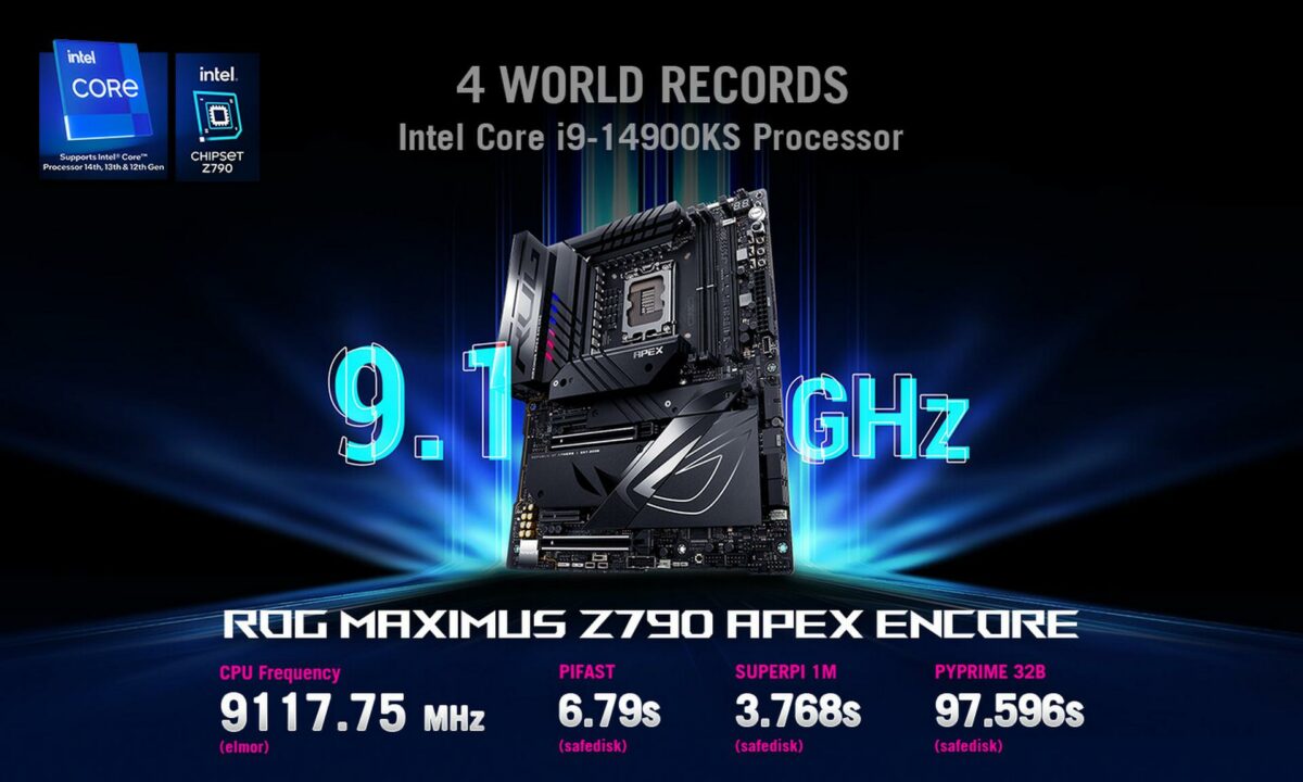 Intel Core i9-14900KS CPU breaks four world records.