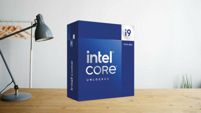 Intel Core i9 CPU box on a desk.