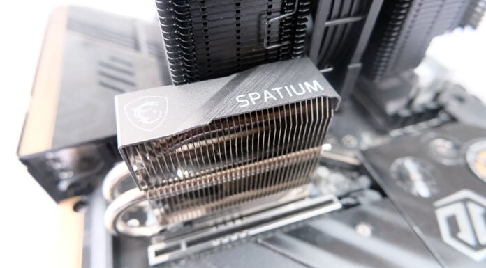 MSI Spatium M570 Pro Frozer PCIe 5.0 x4 SSD on top of an ASRock X670E Taichi motherboard.