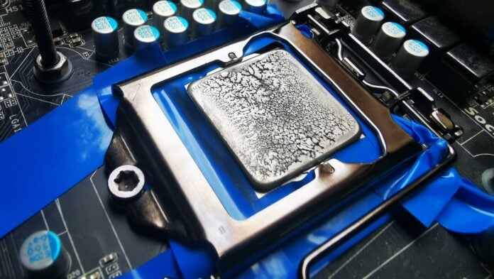 Thermal paste on a desktop CPU.
