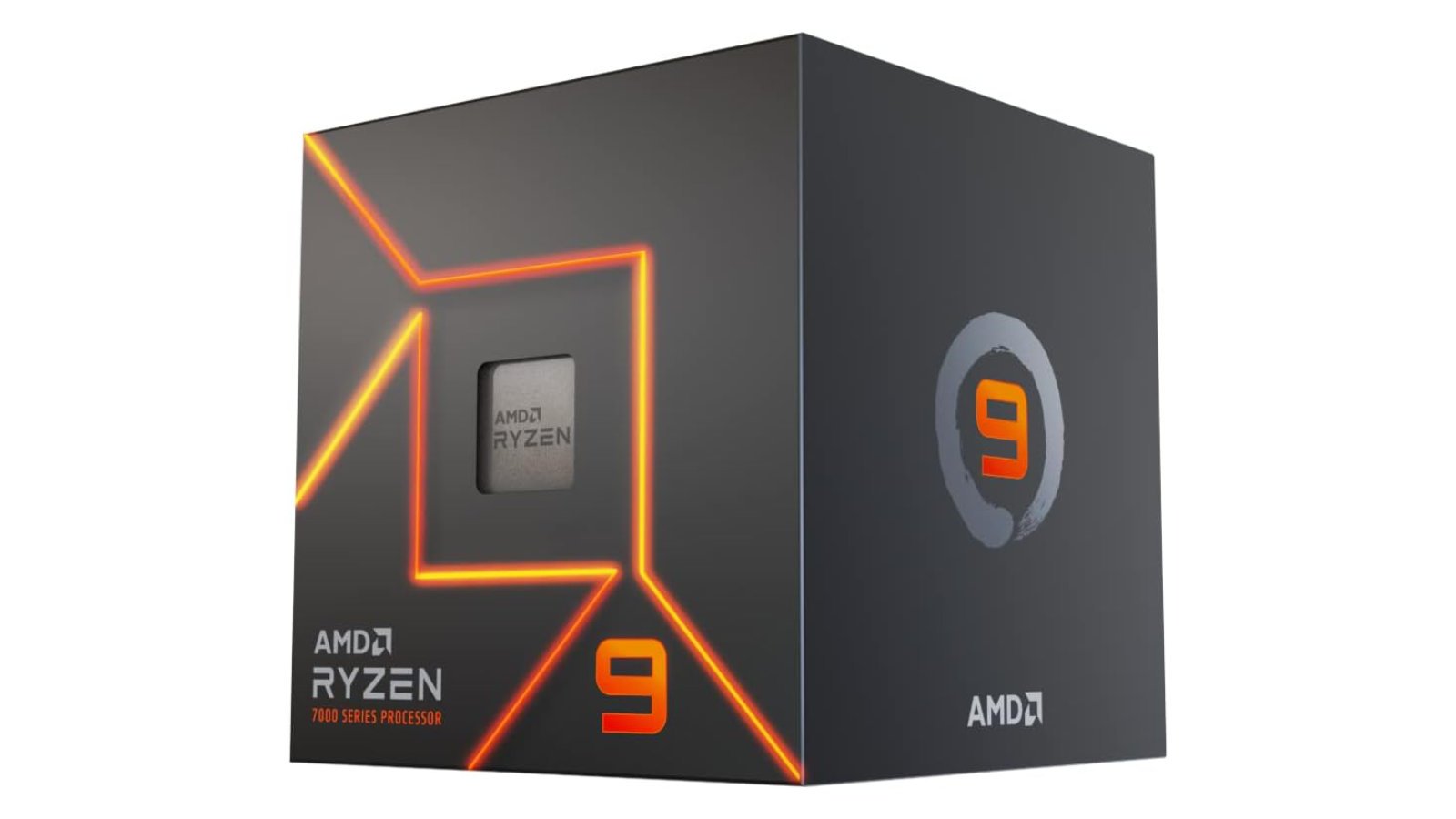 AMD Ryzen 9 7950X CPU product retail packaging.