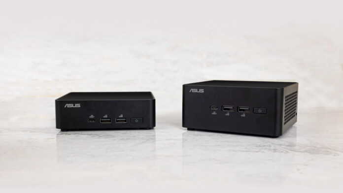 Asus NUC 14 Pro mini PCs show the difference between the Slim and Tall models.