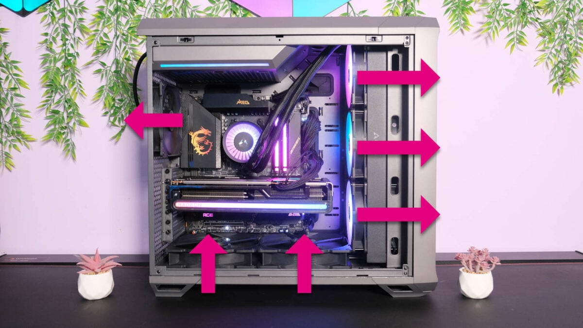 The Club386 test bench airflow direction.