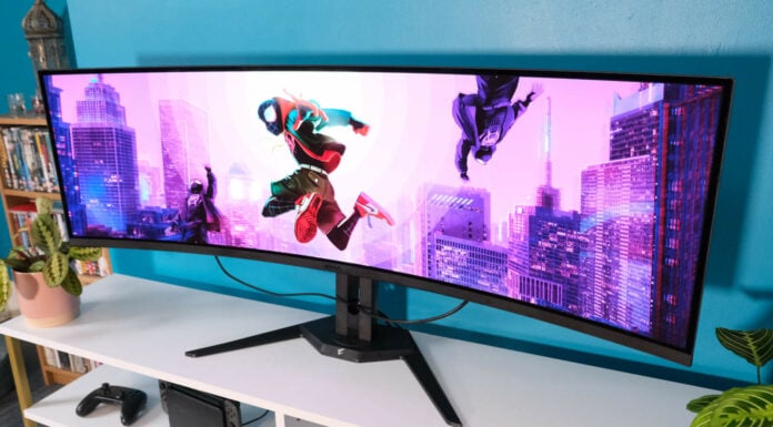 Gigabyte Aorus CO49DQ review shows a beautifully colourful Super Ultrawide OLED gaming monitor.