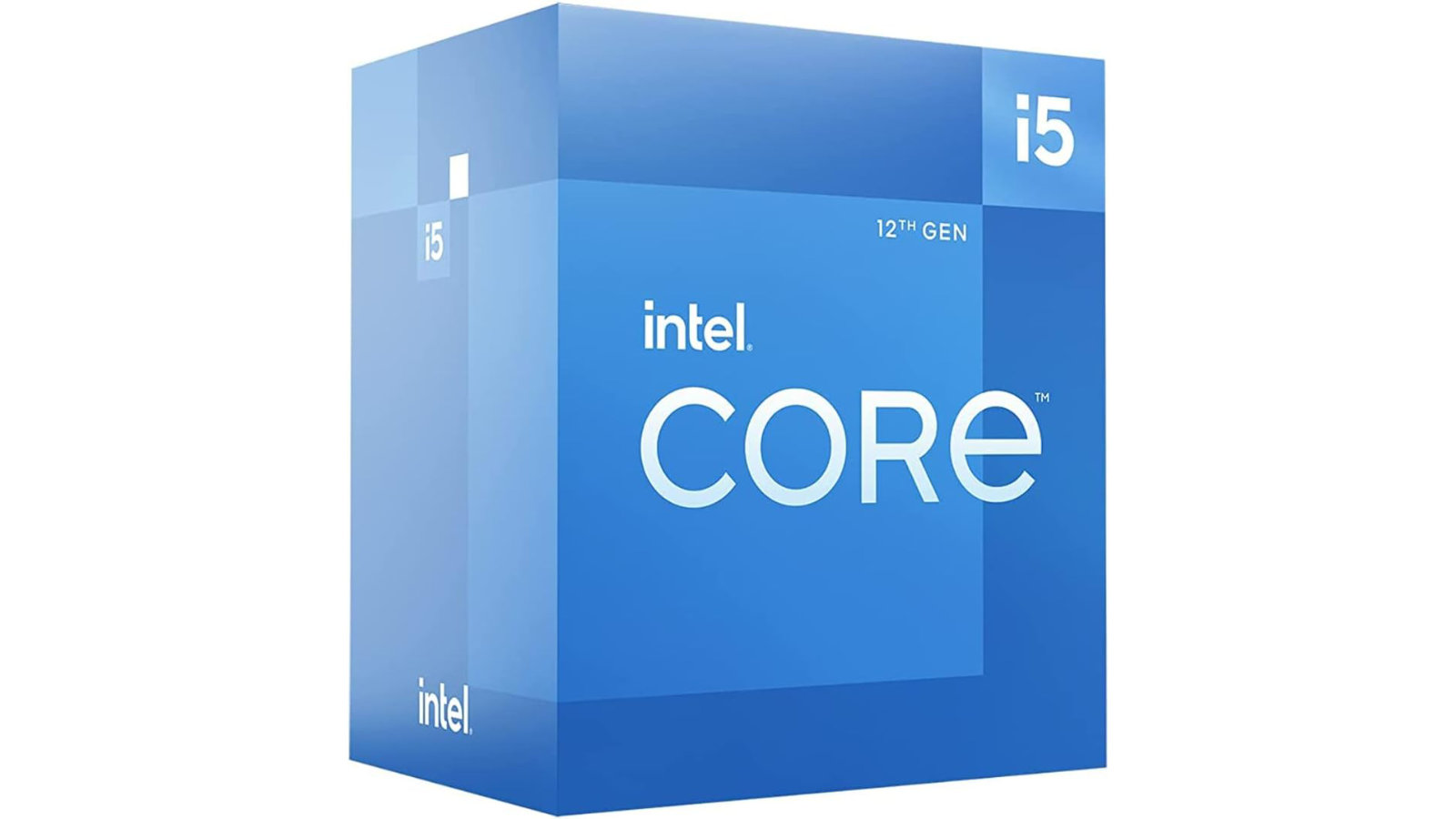 Intel Core i5-12400F retail box against a white background.