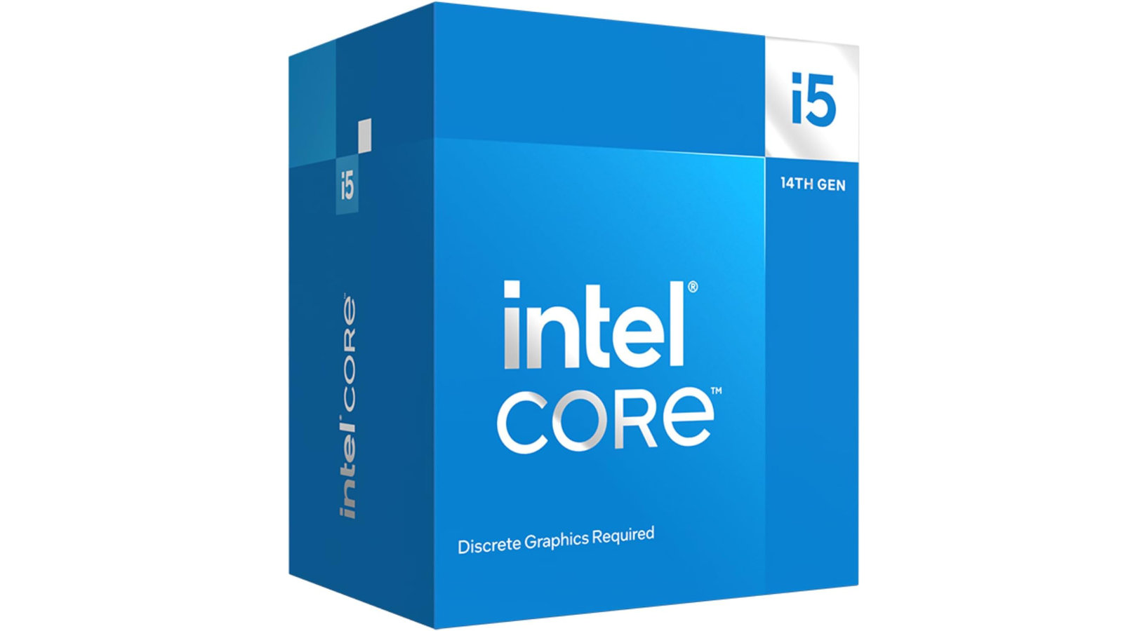 Intel Core i5-14400F retail box against a white background.