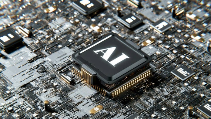 3D render of an AI chip.