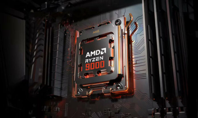 AMD Ryzen processor installed on a motherboard.