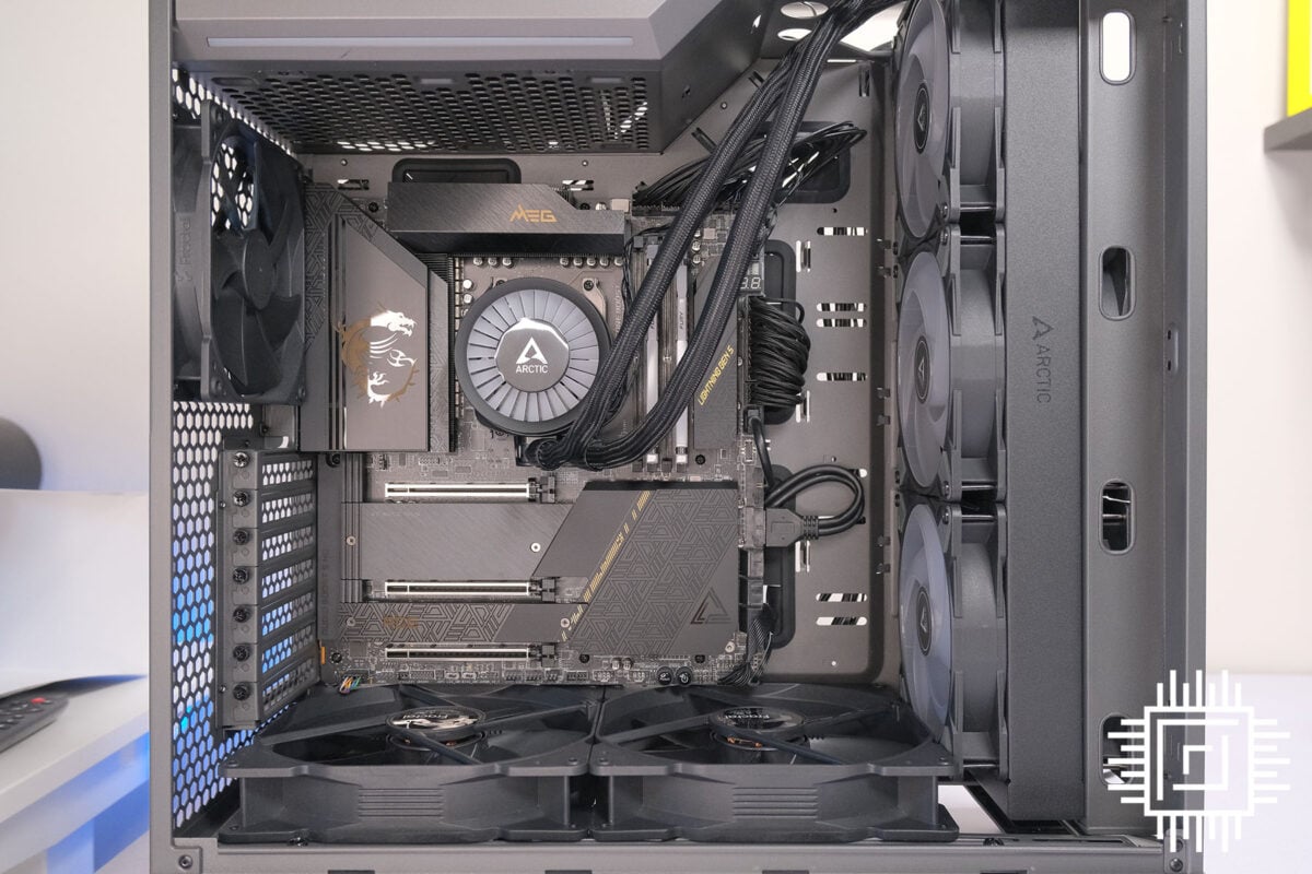 MSI MEG X670E ACE installed in Fractal Torrent case.