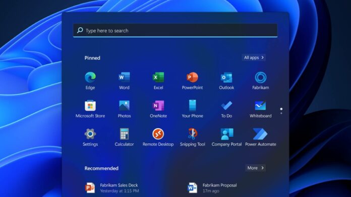 Windows 11 - Start menu