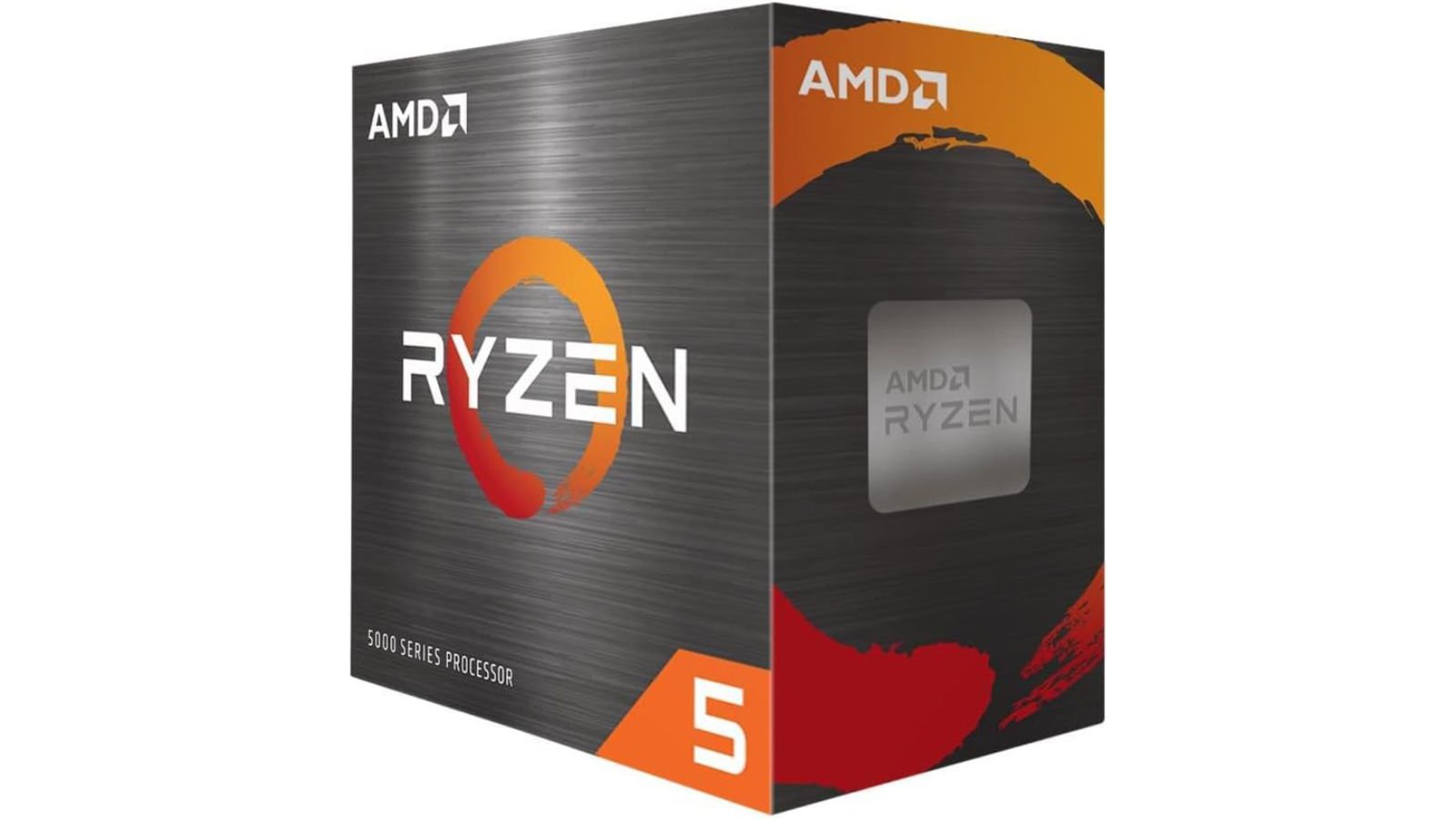AMD Ryzen 5 5600 series retail packaging against a white background.