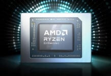 This image shows an AMD Ryzen Embedded chip.