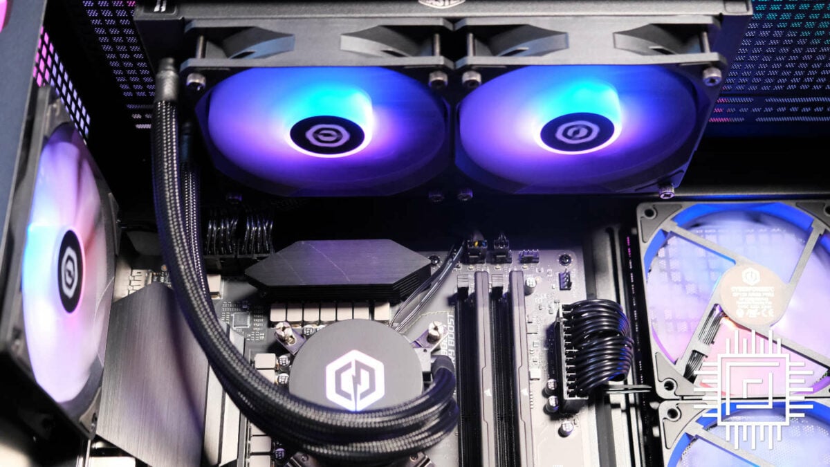 CyberpowerPC MSI Infinity Elite gaming PC's 240mm AIO cooler.