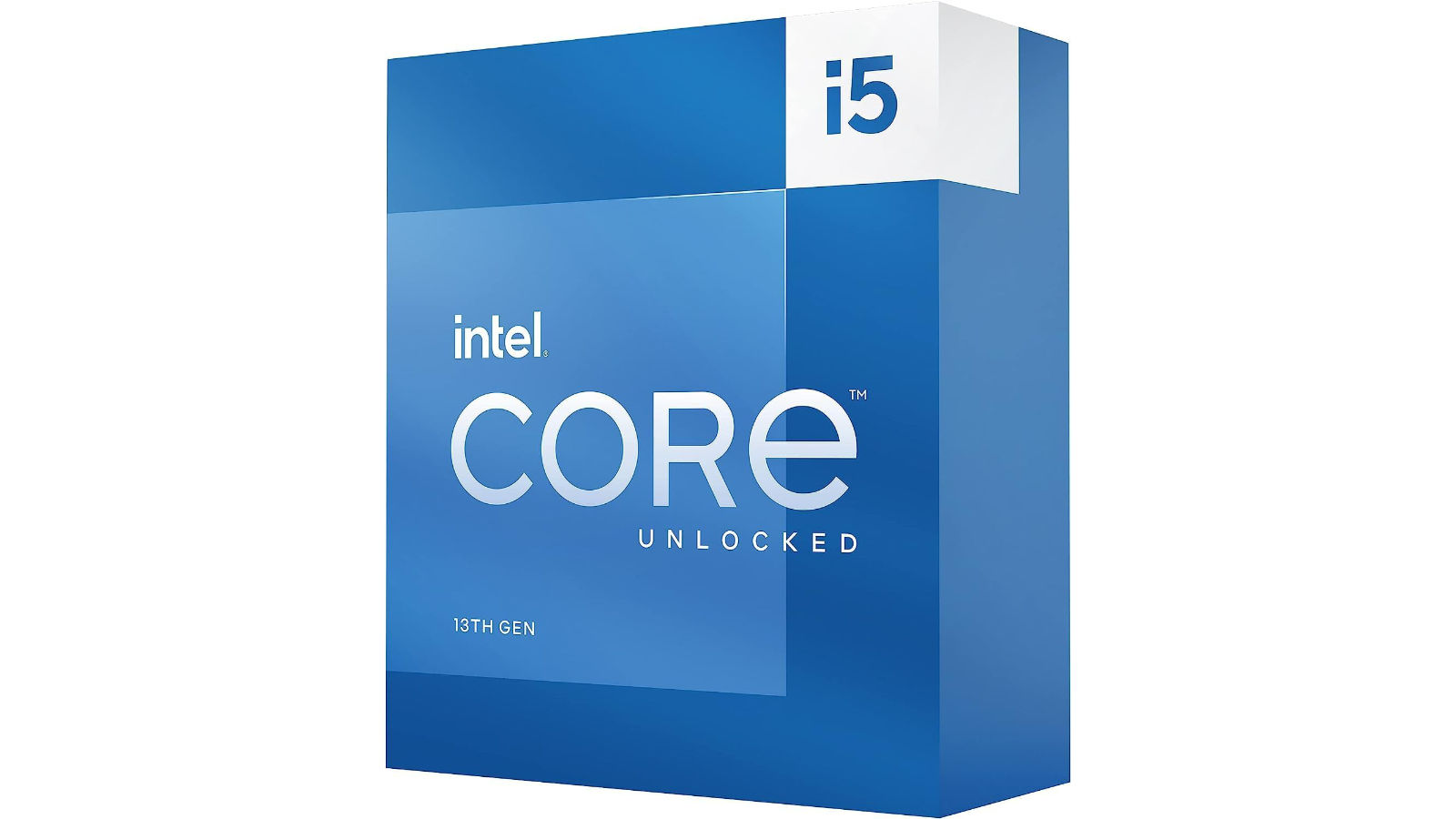 Intel Core i5 13th Gen retail box against a white background.