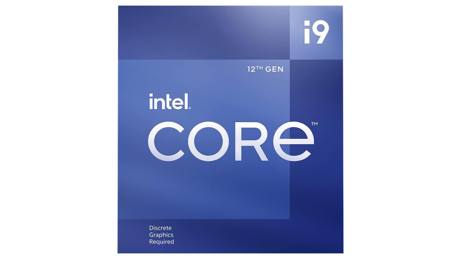 Intel Core i9-12900KF CPU retail box against a white background.