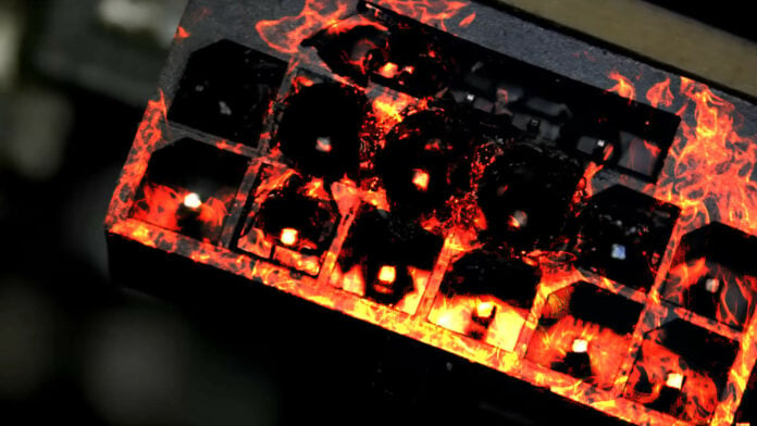 Nvidia GeForce RTX 4090 connector covered in fire.