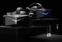 Pimax Crystal Super and Crystal Light VR headsets on a podium, ready to dethrone Meta Quest 3.