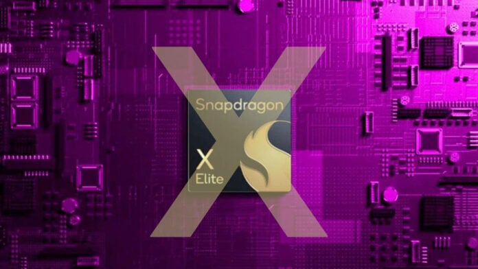 Qualcomm Snapdragon X Elite processor crossed out because of allegedly faked benchmarks.