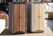 Corsair One i500 PC with wood front panels.