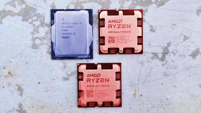 Two AMD Ryzen CPUs versus one Intel processor.