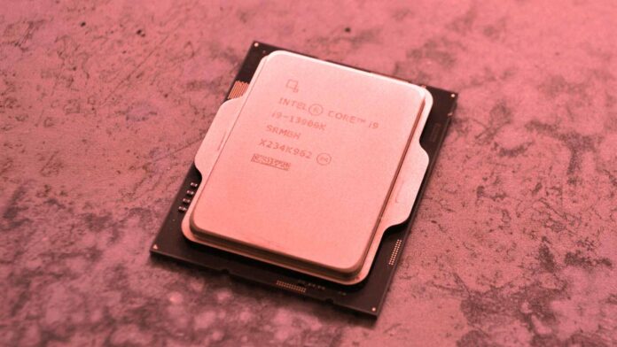 Intel Core i9-13900K with a red filter over it.