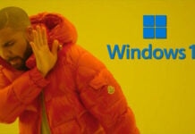 Drake shuns Windows 11 in meme format.