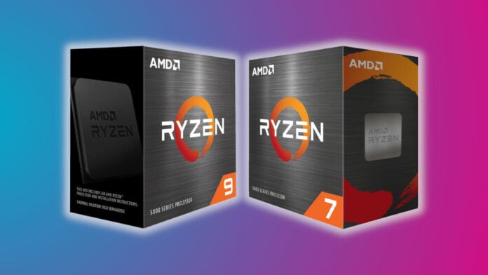 AMD Ryzen 9 (left) and 7 (right) 5000 series retail packaging