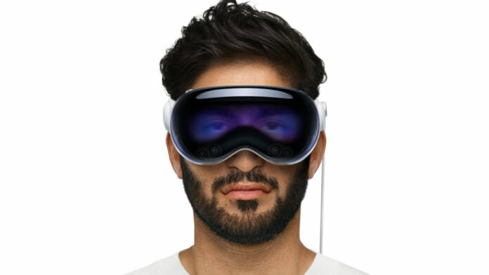Apple Vision Pro headset on a dissatisfied customer.