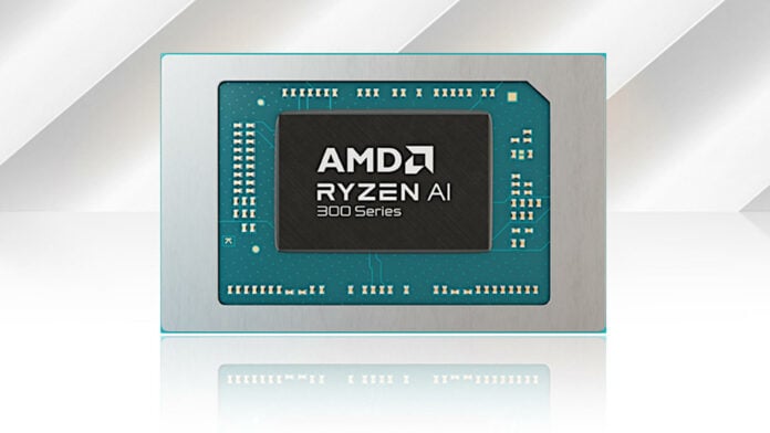 AMD Ryzen AI 300 series processor, floating against a white background