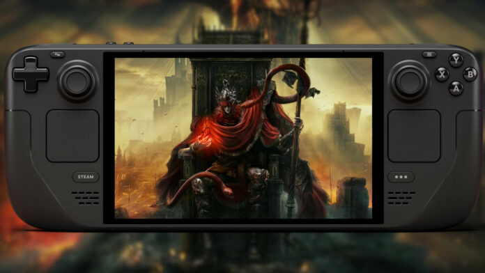 Elden Ring key art, displayed on a Steam Deck