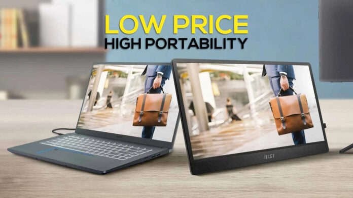 MSI Pro MP161 E2 portable monitor deal.
