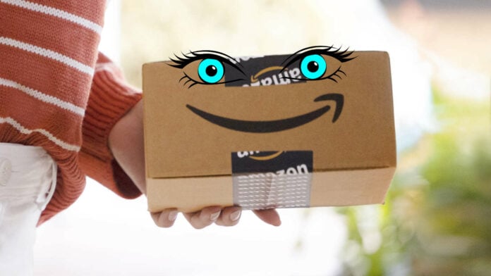 Amazon parcel with a great, big smile