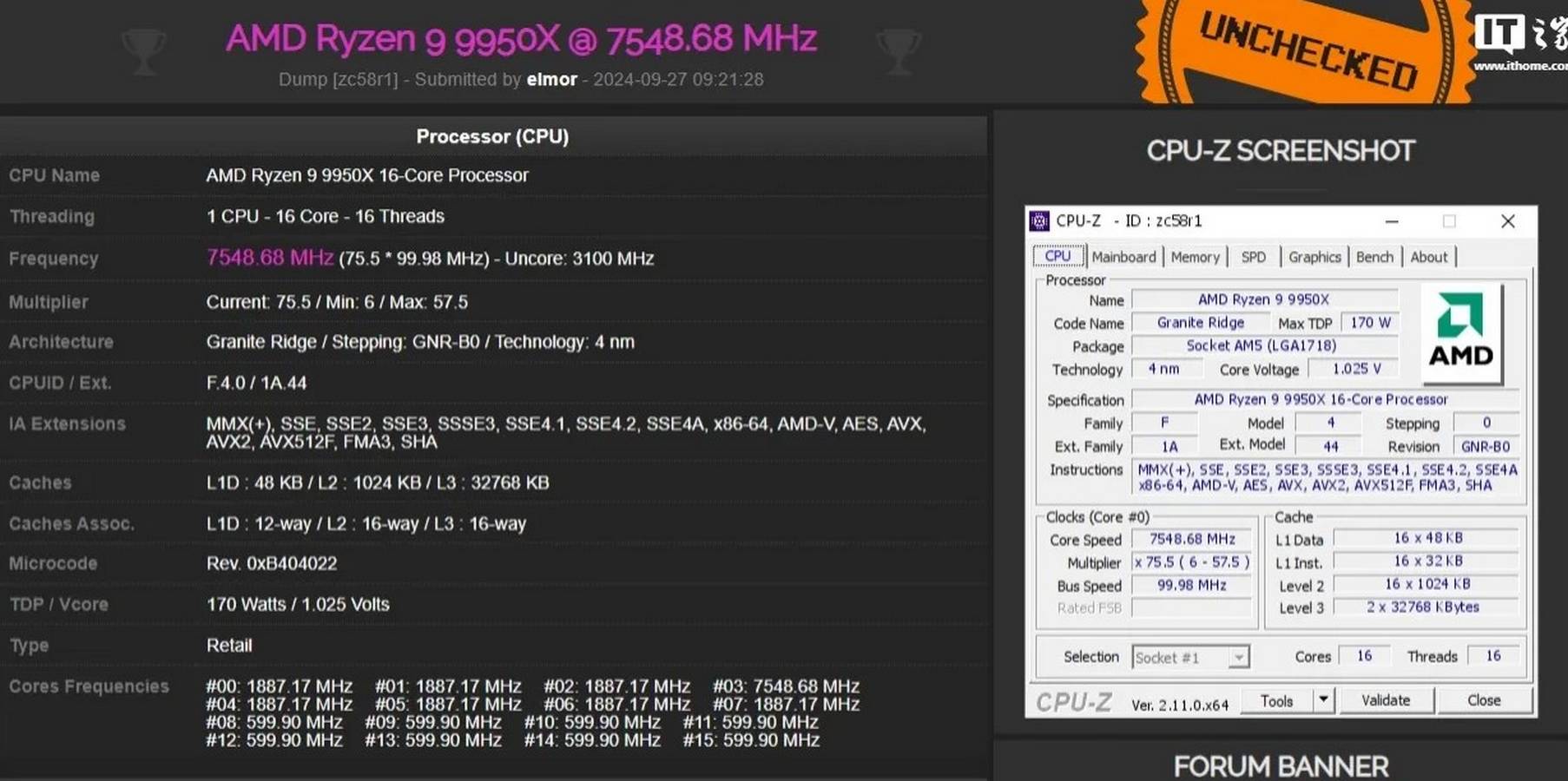 ムングン@ページ AMD Ryzen 9 9950X pushes past 7.5GHz on Asus X870E | Club386