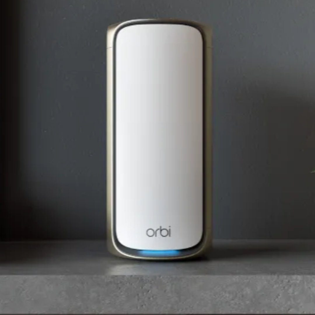 Netgear Orbi 970 router in white.