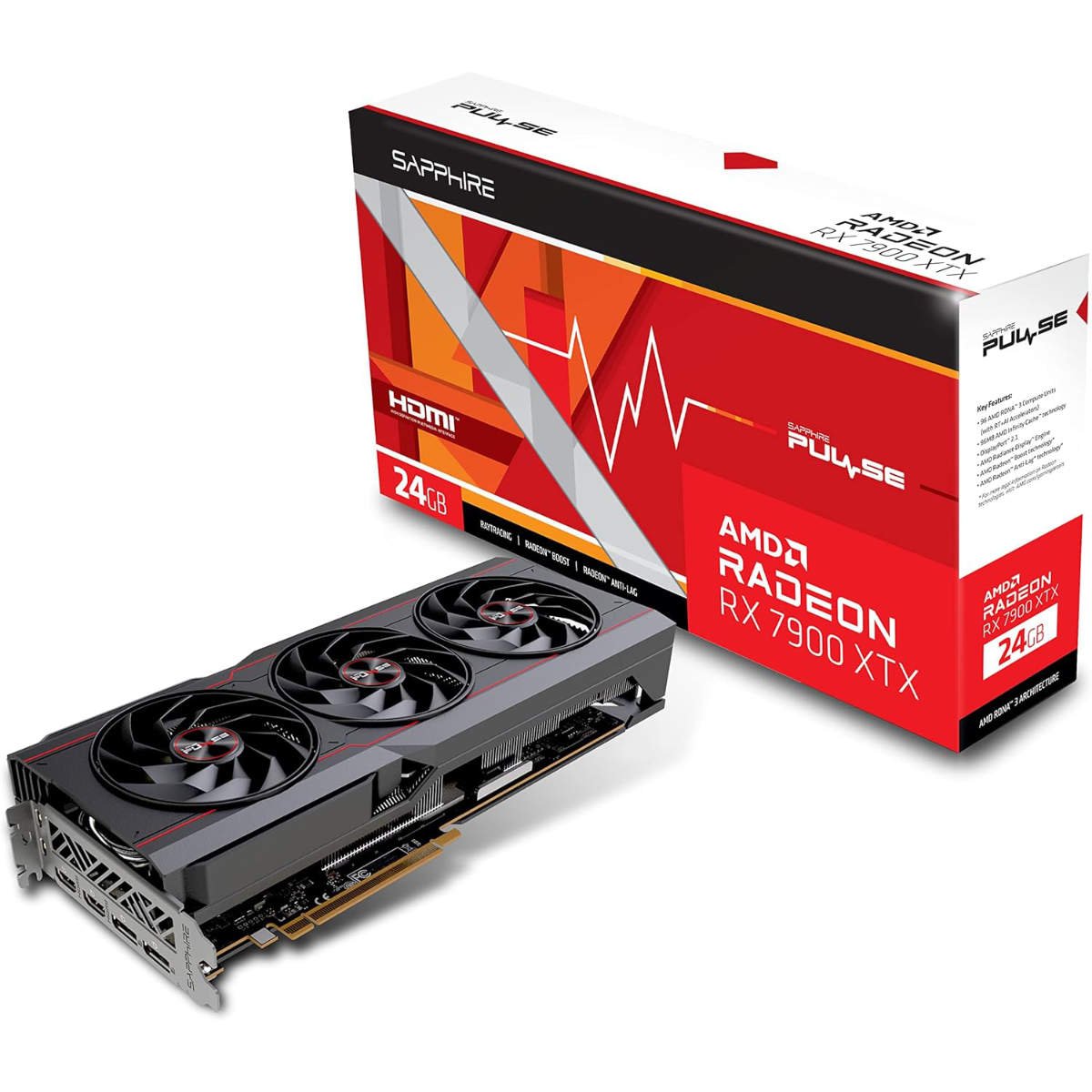 Sapphire Pulse Radeon RX 7900 XTX product image with box.