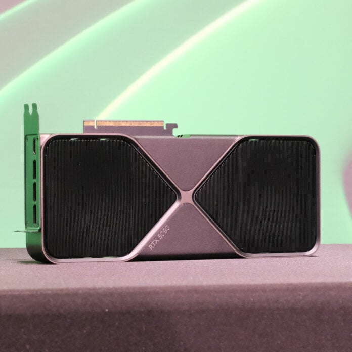 Nvidia GeForce RTX 5090 on show at CES 2025.