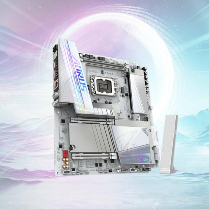Gigabyte Z890 Aorus Tachyon Ice motherboard.