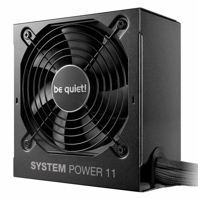 be quiet! System Power 11 standing upright, against a white background.