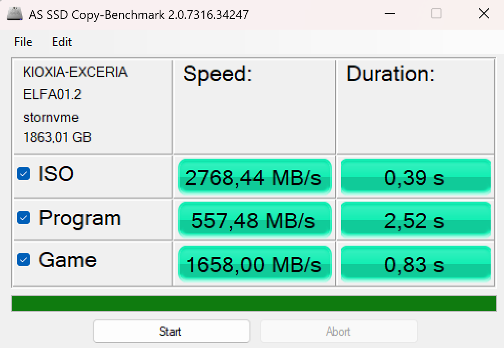 GPD Win Max 2 AS SSD benchmark 2.