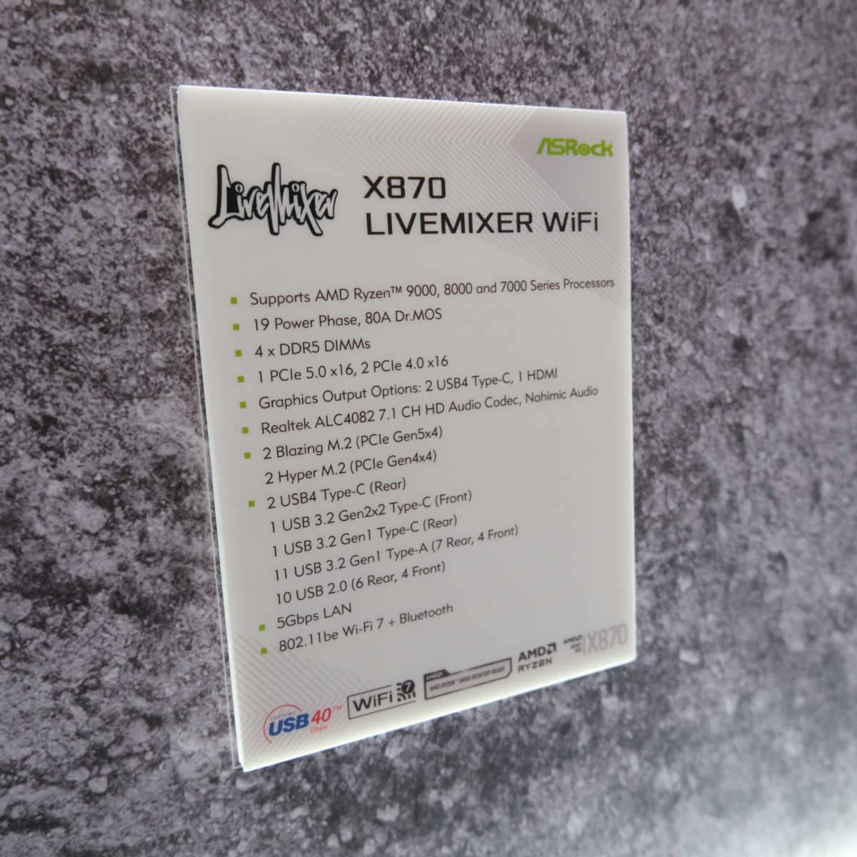ASRock X870 LiveMixer WiFi specs.