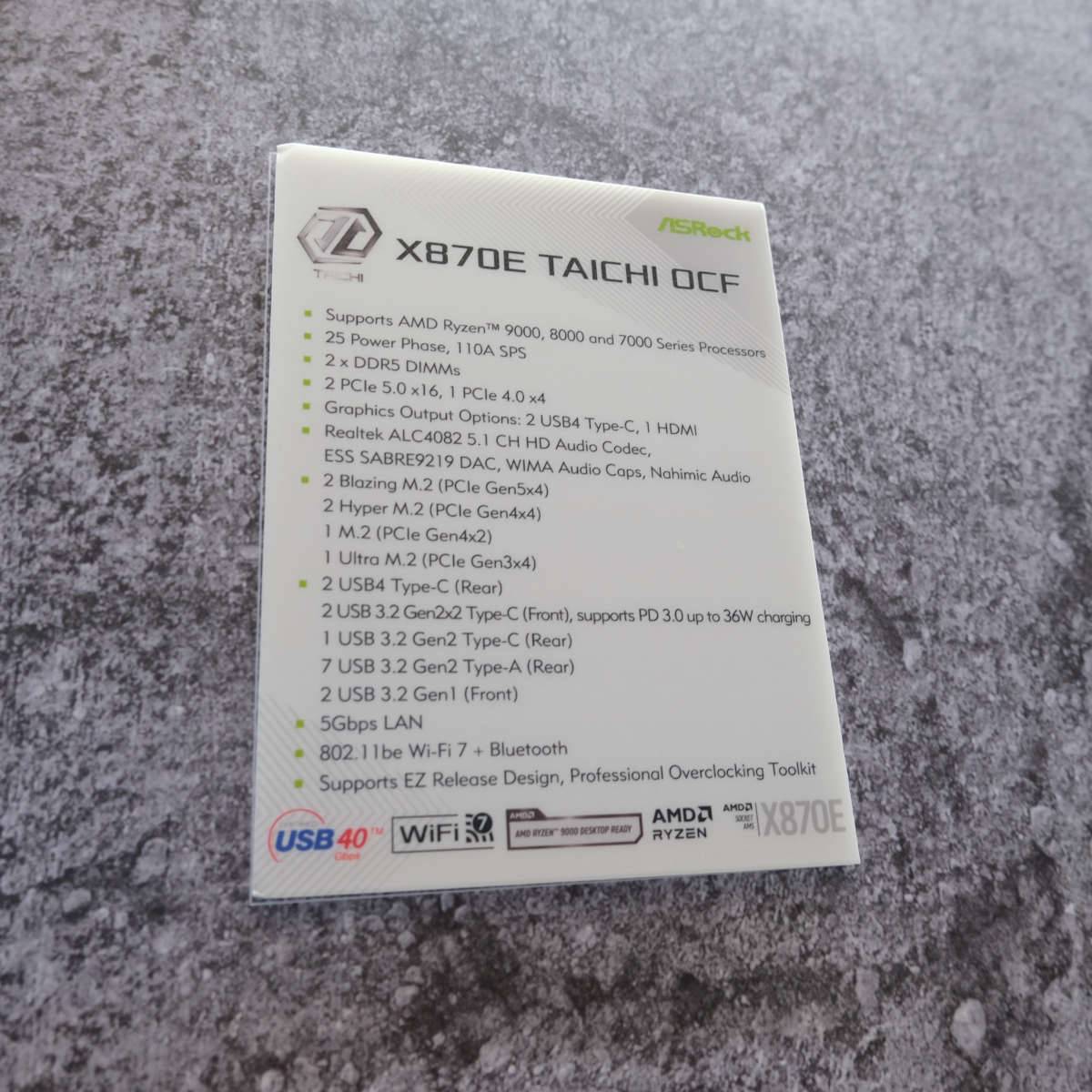 ASRock X870E Taichi OCF specs.