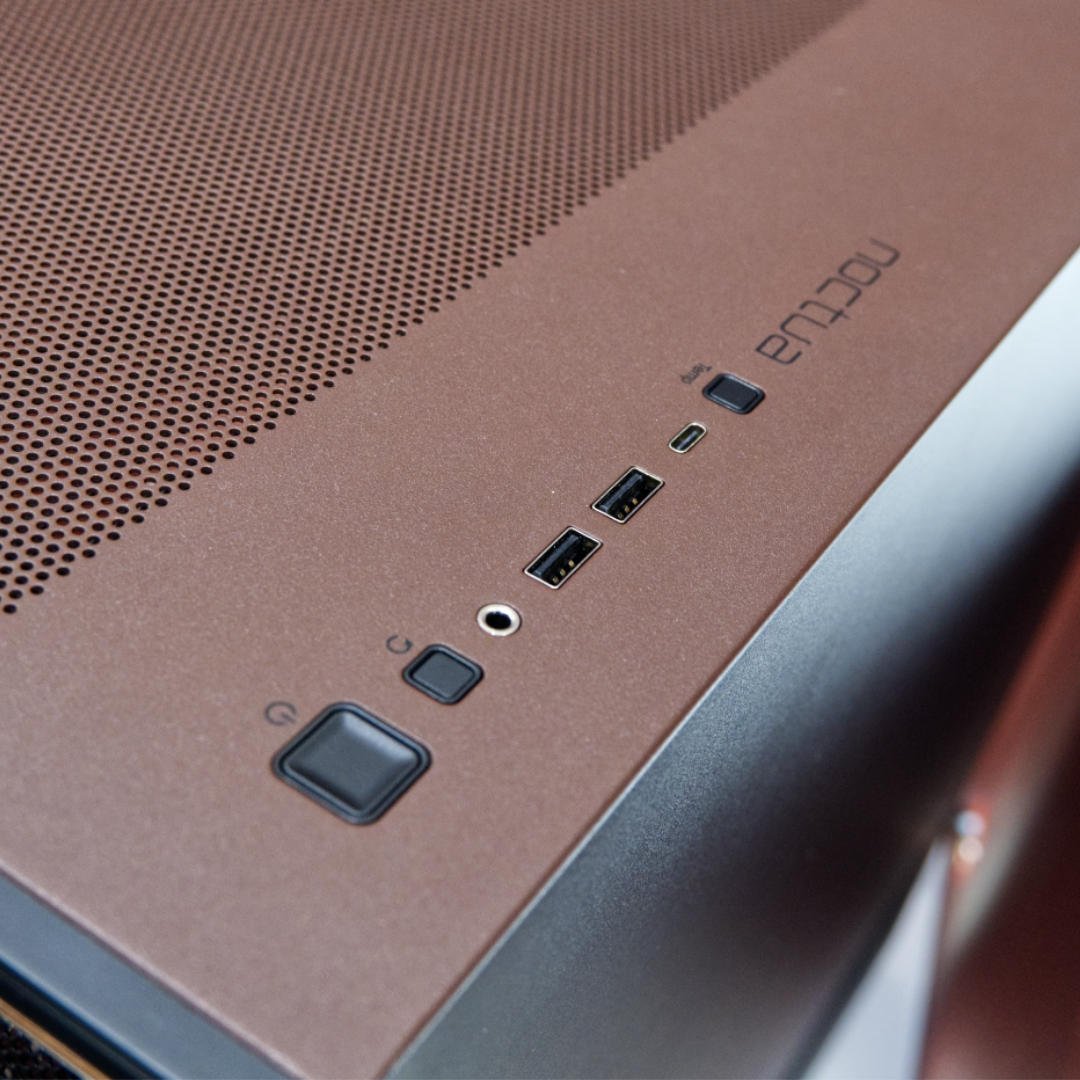 Antec Flux Pro Noctua Edition PC case top IO.