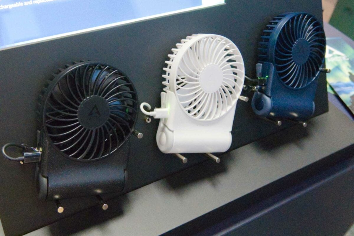 Arctic Summer2Go handheld fan series showing its three colourways.
