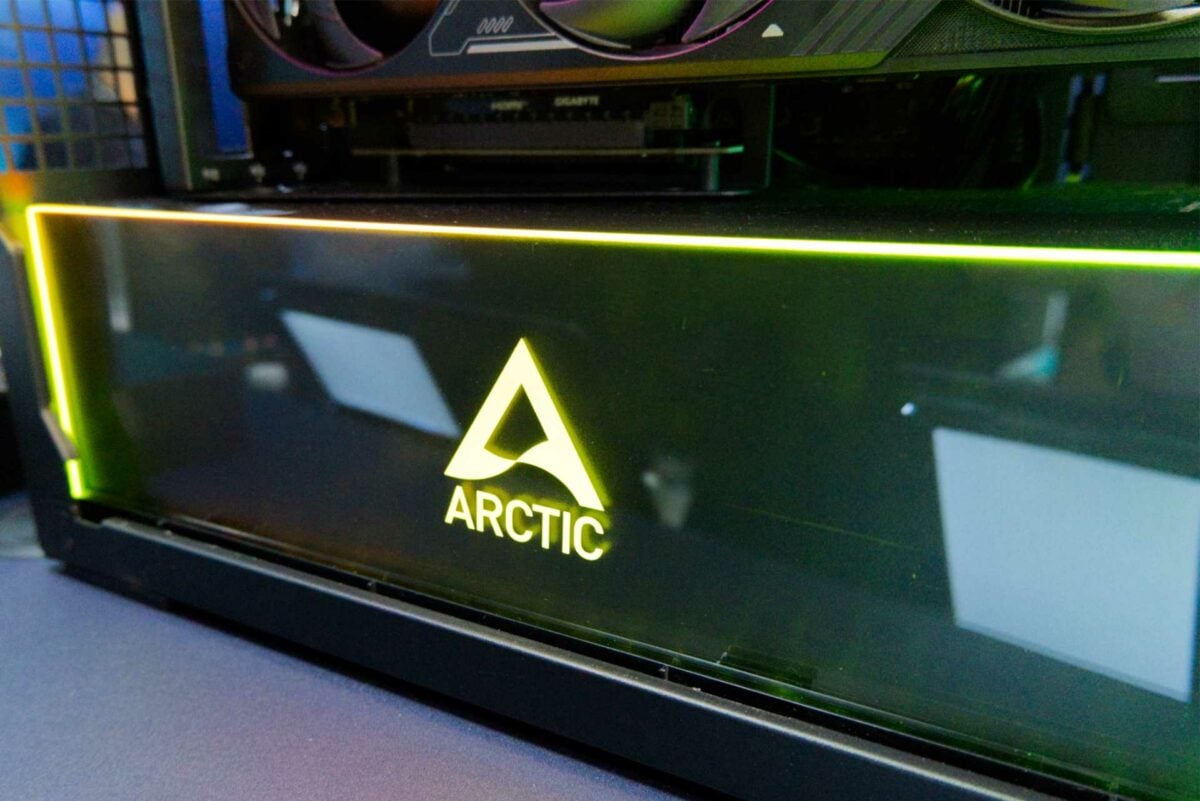 Arctic Xtender VG PSU shroud with glowing RGB lighting.